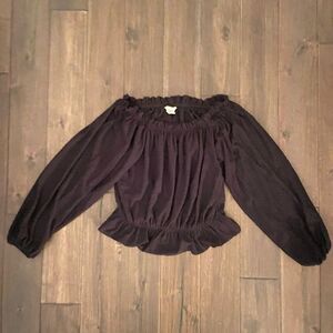 H&M Black Boho Off the Shoulder Long Sleeve Peasant Blouse L